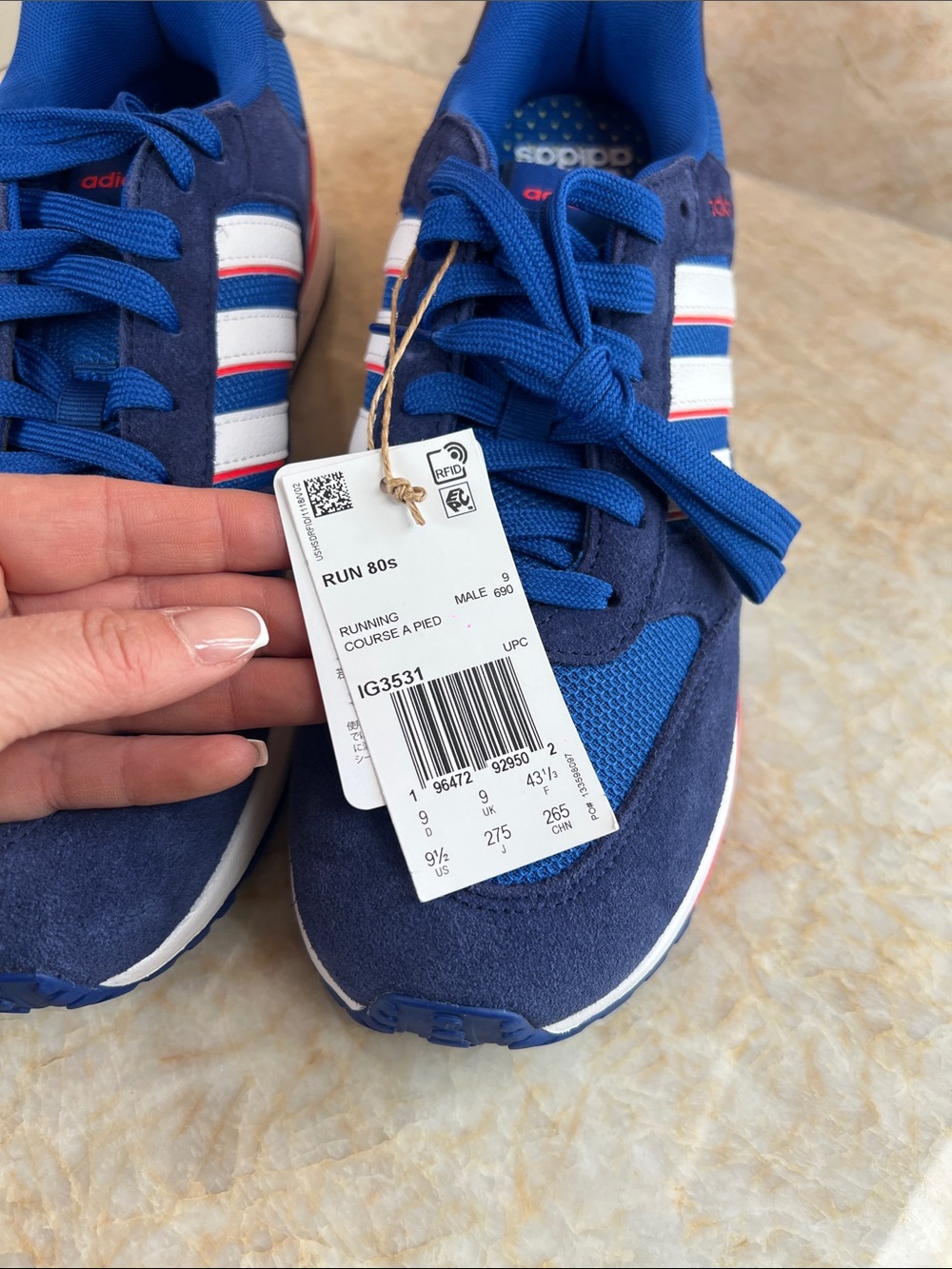 Runs 80s adidas Navy Blue, White & Red Athletic Sneakers - Picture 4 of 6